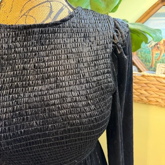 NWT Baltic Born Kele Crushed Velvet Mini Dress black medium - Picture 2 of 6